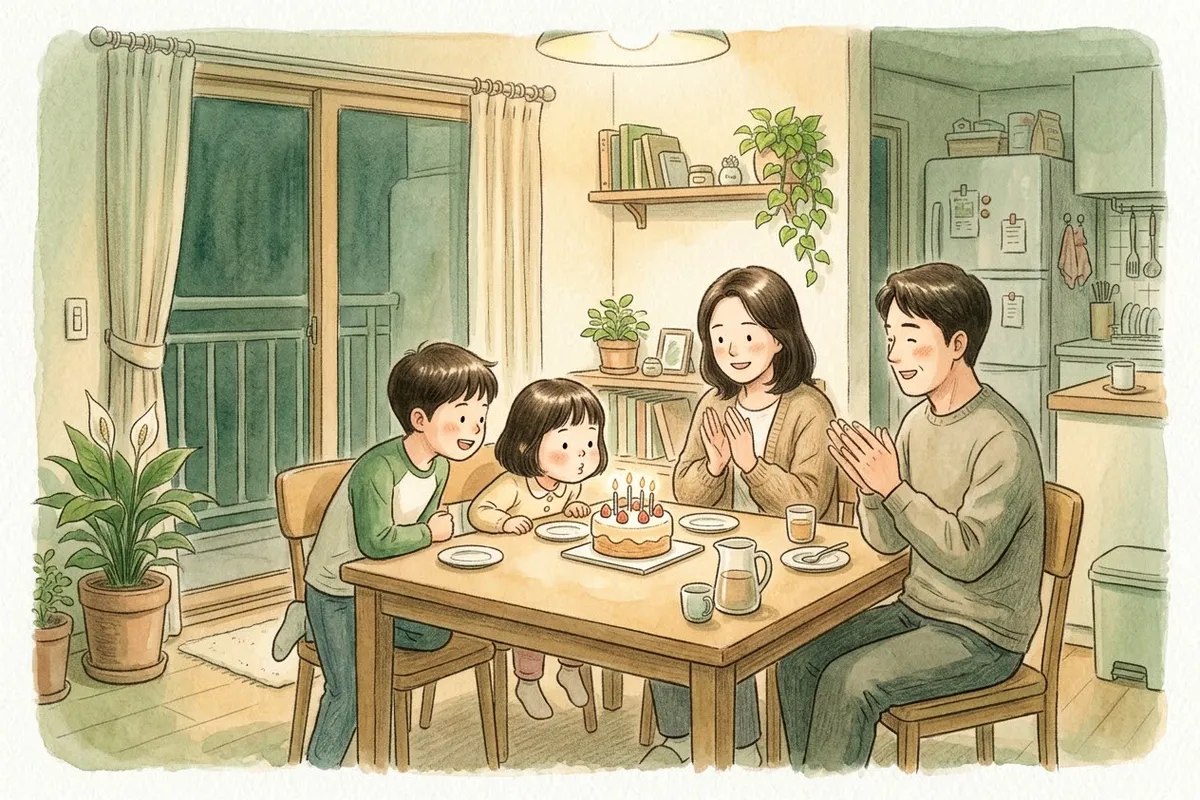 초를 꽂은 생일 케이크